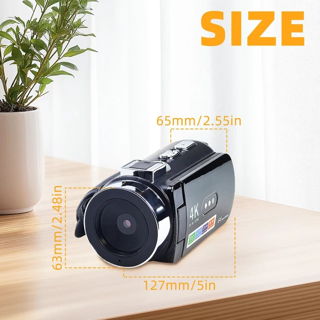 Alt view image 3 of 7 - 4K Video Camcorder, 64MP Digital Vlogging Camera(Black) 3.0" IPS HD Screen, 28X Digital Zoom, 180 Rotation Screen, Colour Night Function, LED Fill Light, External Microphone