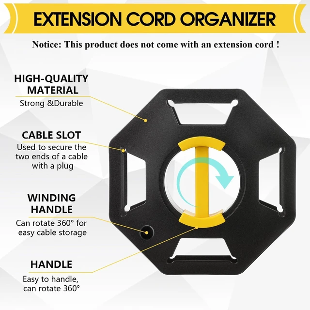 Alt view image 3 of 7 - 3 Pcs Extension Cord Storage Reels, Holds up to 150 Feet of 16/3 or 125 Feet of 14/3 Gauge Cord, Plastic Cable Winding Wheel Tangle-free with Central Handle for Extension Cords Rope Hose