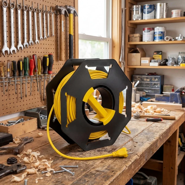 Alt view image 7 of 7 - 3 Pcs Extension Cord Storage Reels, Holds up to 150 Feet of 16/3 or 125 Feet of 14/3 Gauge Cord, Plastic Cable Winding Wheel Tangle-free with Central Handle for Extension Cords Rope Hose