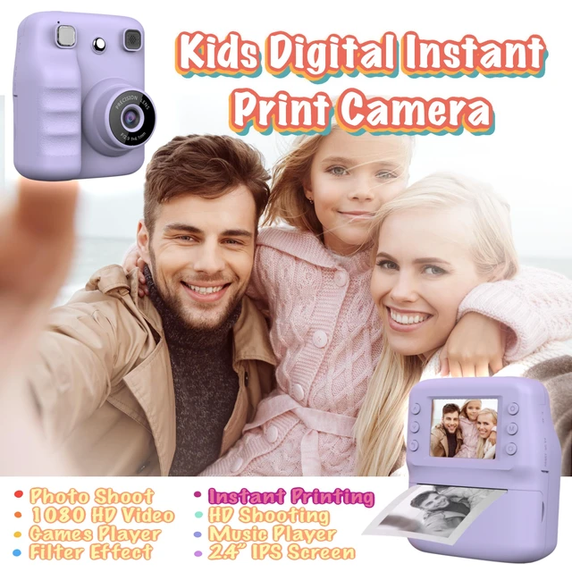 Alt view image 4 of 7 - Kids Instant Print Camera for Girls Boys Christmas Birthday Gift (Purple) Digital Camera with 1080p Videos, Print Paper and 32GB Card, Portable Travel Cameras Toy for 3, 4, 5-12 Year Old Girls Boy