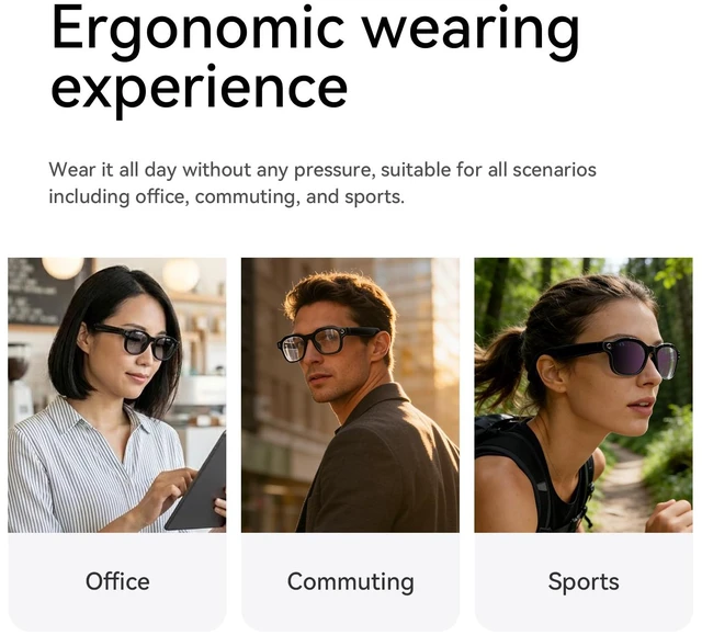 Alt view image 7 of 7 - AI Smart Glasses with Camera, HD Video Recording, Real-Time Translation up to 139 Languages, Voice Assistant, Open-Ear Audio,for Travel, Sports & Daily Use