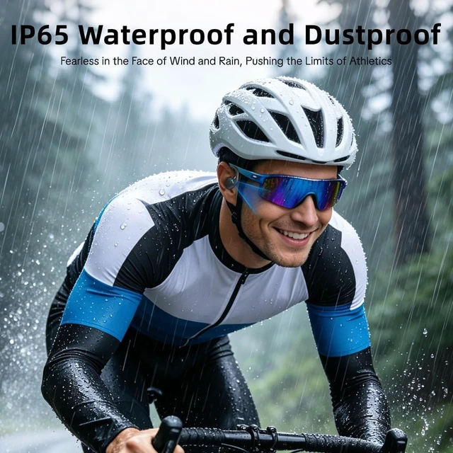 Alt view image 3 of 7 - E12 Open Ear Headphones with 8MP Camera, Bone Conduction Headphones, Bluetooth 6.0, Wireless Earbuds, Hi-Fi Stereo Running Earphones, IP65 Waterproof, AI Voice Assistant Headset for Sports White