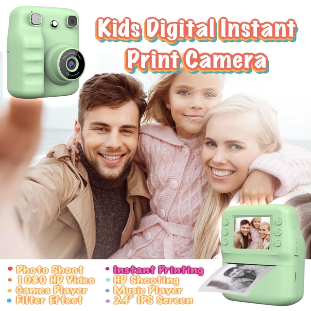 Alt view image 3 of 7 - Kids Instant Print Camera for Girls Boys Christmas Birthday Gift (Green) Digital Camera with 1080p Videos, Print Paper and 32GB Card, Portable Travel Cameras Toy for 3, 4, 5-12 Year Old Girls Boy