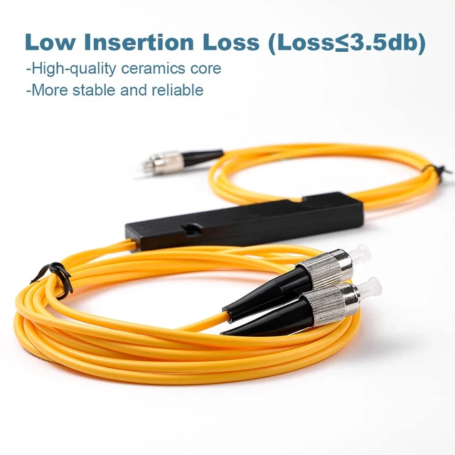Alt view image 4 of 7 - 4PCS Fiber Optic Cable Splitter with 1 to 2 Distribution Channel 50:50 Ratio Wiring Coupler for GPON,FTTH,CATV System (FC-UPC 1 to 2)