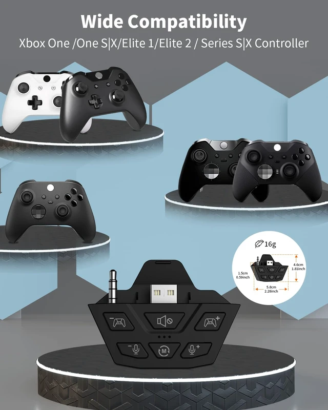 Alt view image 4 of 7 - Stereo Headset Adapter for Xbox One, Xbox Series X S, XboxElite Audio Mic Headphone Adapter for Xbox One, Adjust Audio Balance, Game Sound & Voice Chat, Not Bluetooth Compatible