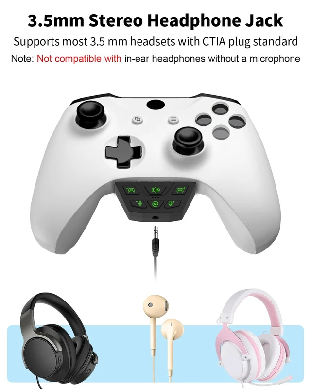 Alt view image 5 of 7 - Stereo Headset Adapter for Xbox One, Xbox Series X S, XboxElite Audio Mic Headphone Adapter for Xbox One, Adjust Audio Balance, Game Sound & Voice Chat, Not Bluetooth Compatible