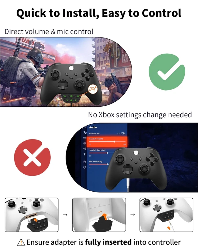 Alt view image 7 of 7 - Stereo Headset Adapter for Xbox One, Xbox Series X S, XboxElite Audio Mic Headphone Adapter for Xbox One, Adjust Audio Balance, Game Sound & Voice Chat, Not Bluetooth Compatible