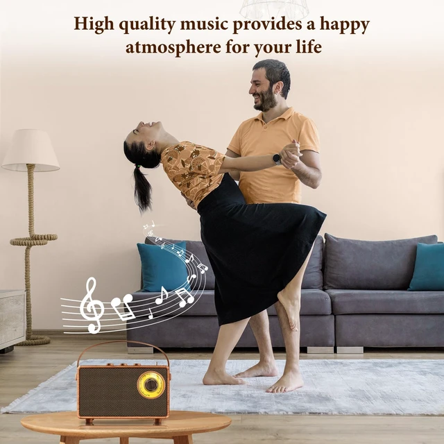 Alt view image 4 of 7 - Portable Retro Speaker Bluetooth Radio Vintage Decor with FM Radio Rich Bass Bluetooth Speakers 5.3 Wireless Connection,TF Card, AUX for Home Office Bedroom