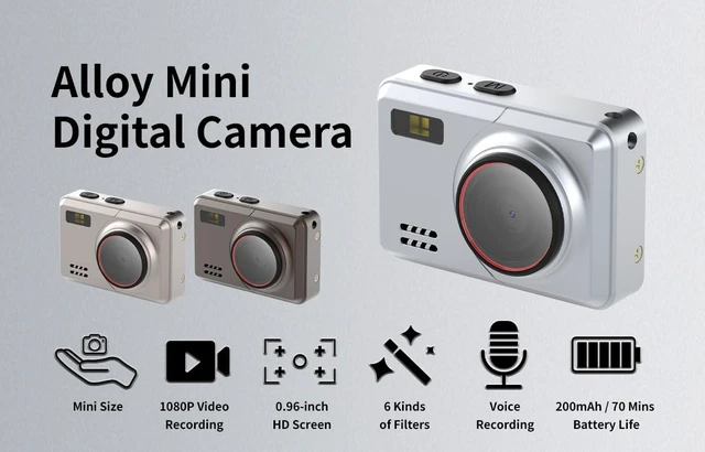 Alt view image 2 of 7 - Retro Mini Digital Camera 1080P HD Video RecorderPortable Keychain Video Camera with 32GB Card,and 0.96IPS Screen,Ultra-Portable Tiny Camera for Travel Photography/Vlog/Night Shots (Silver)