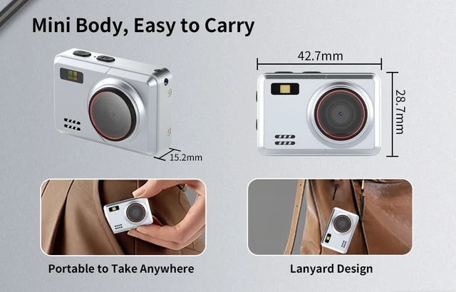 Alt view image 4 of 7 - Retro Mini Digital Camera 1080P HD Video RecorderPortable Keychain Video Camera with 32GB Card,and 0.96IPS Screen,Ultra-Portable Tiny Camera for Travel Photography/Vlog/Night Shots (Silver)