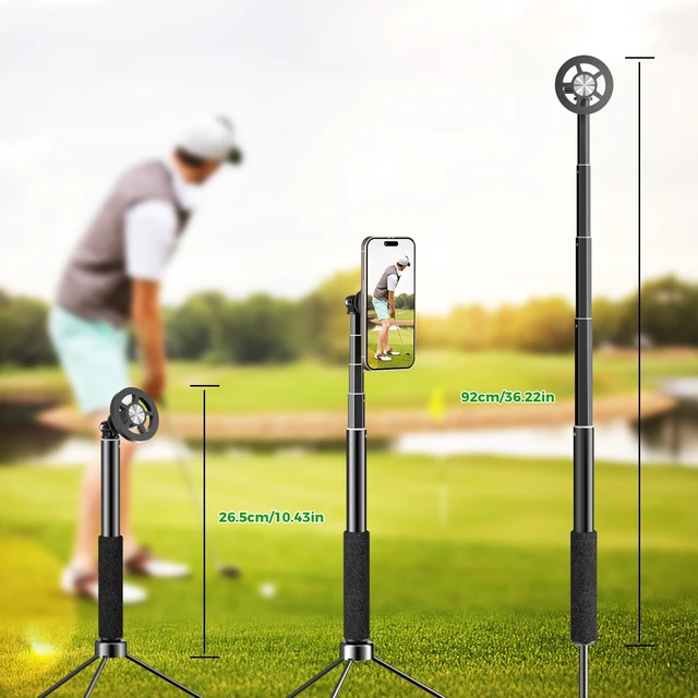 Alt view image 2 of 7 - Ground Golf Selfie Stick to Record Swing, Magnetic Phone Spike Stake Mount for iPhone Compatible with Magsafe, Outdoor Height Adjustable Travel Phone Tripod