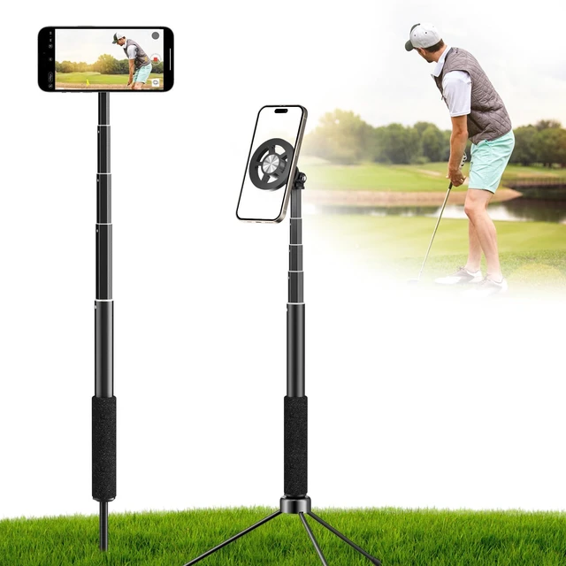 Main image of Ground Golf Selfie Stick to Record Swing, Magnetic Phone Spike Stake Mount for iPhone Compatible with Magsafe, Outdoor Height Adjustable Travel Phone Tripod