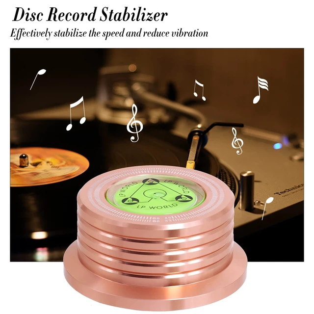 Alt view image 4 of 6 - Record Weight Stabilizer, Turntable Disc Record Stabilizer Clamp with Bubble Level for Vinyl LP Record Player (Rose Gold)