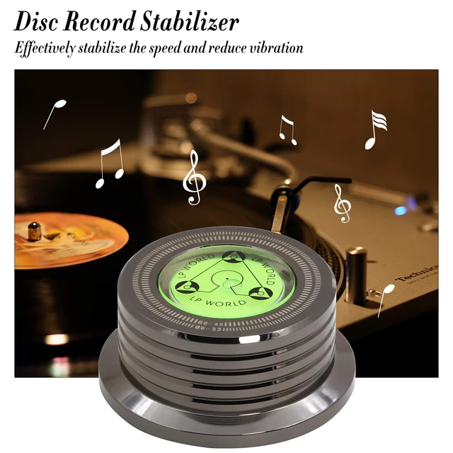 Alt view image 4 of 5 - Record Weight Stabilizer, Turntable Disc Record Stabilizer Clamp with Bubble Level for Vinyl LP Record Player (Chrome Black)