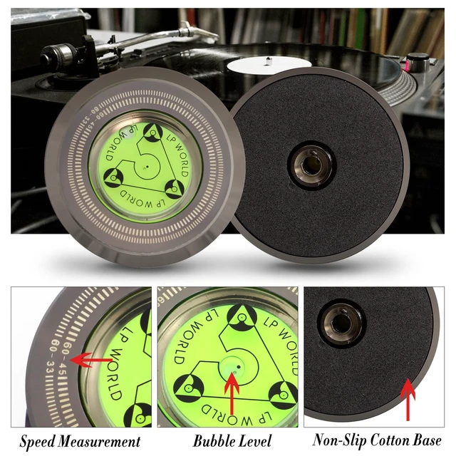 Alt view image 2 of 5 - Record Weight Stabilizer, Turntable Disc Record Stabilizer Clamp with Bubble Level for Vinyl LP Record Player (Chrome Black)