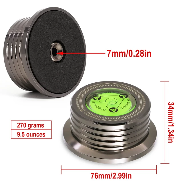 Alt view image 3 of 5 - Record Weight Stabilizer, Turntable Disc Record Stabilizer Clamp with Bubble Level for Vinyl LP Record Player (Chrome Black)