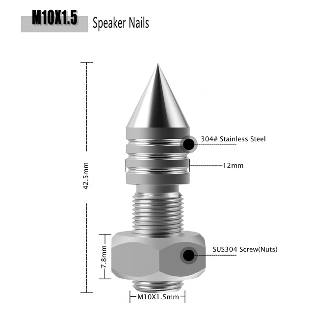 Alt view image 2 of 7 - 4Pcs Speaker Spikes Stainless Steel Load 400KG(M10) HiFi Speaker Anti-Vibration Spikes Isolation Spikes Stand Foot for Speaker, Subwoofer, Amplifier, CD DVD Player