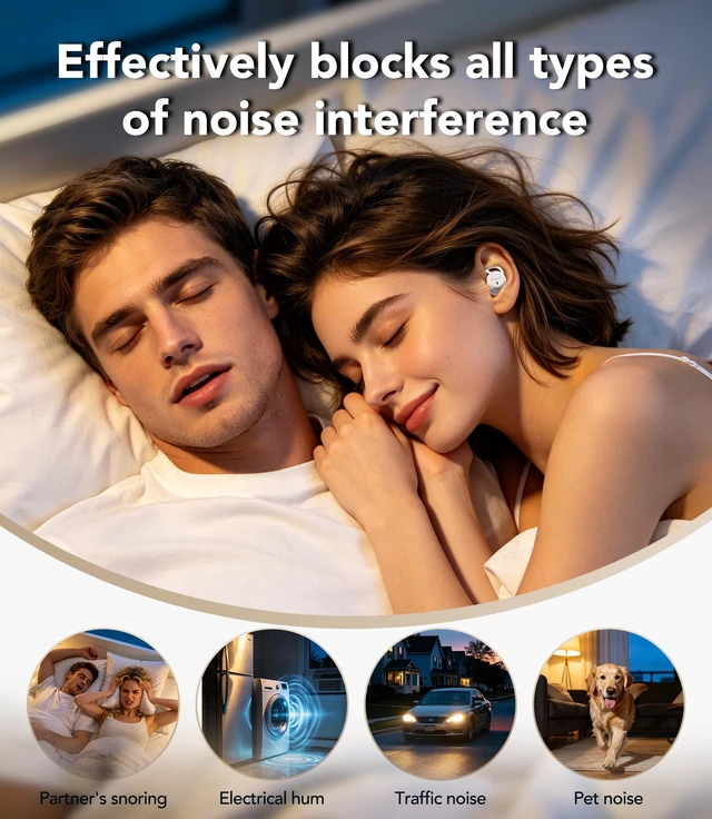Alt view image 3 of 7 - MS217 Sleep Earbuds, Mini in-Ear Design for Side Sleepers, Real-Time AI Translation, 165 Languages & 8 Translation Mode, Clear Calls and Music, Bluetooth 6.0, Ideal for Sleep/Work.Off White