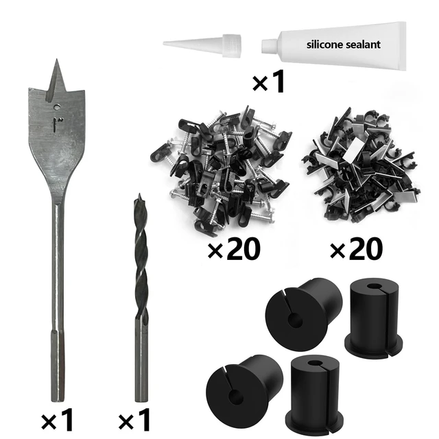 Alt view image 2 of 7 - Starlink cable routing kit,starlink ethernet adapter,4pcs star link wall bushing grommets accessories for cable wall pass through with 1" spade drill bit 40pcs wall wire clips