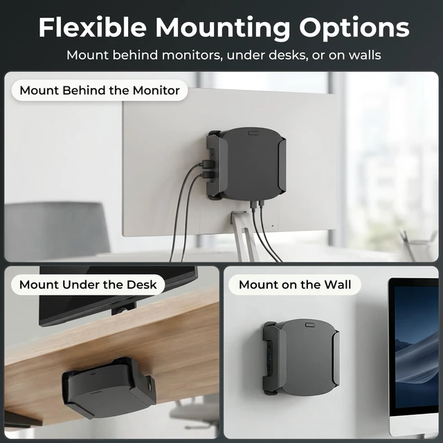 Alt view image 3 of 7 - Metal Mount for HP Docking Station VESA Wall and Under Desk Mount for HP USB-C Dock G5 Adapter Mounting Bracket for HP Laptop Dock G5 Holder with Cable Ties Black, Easy Access to All Ports