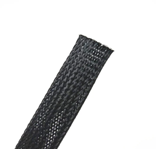Main image of PET Expandable Braided Cable Sleeve Black 1.25 Inch x 25 FT Expandable PET braided sleeve protects cables from wear. Flexible design for electronics, automotive & home cable management