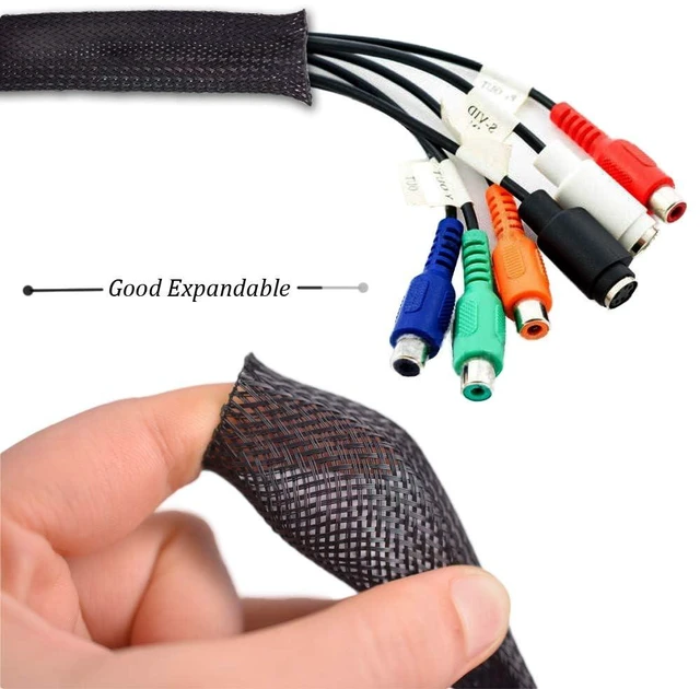 Alt view image 7 of 7 - PET Expandable Braided Cable Sleeve Black 1.25 Inch x 25 FT Expandable PET braided sleeve protects cables from wear. Flexible design for electronics, automotive & home cable management