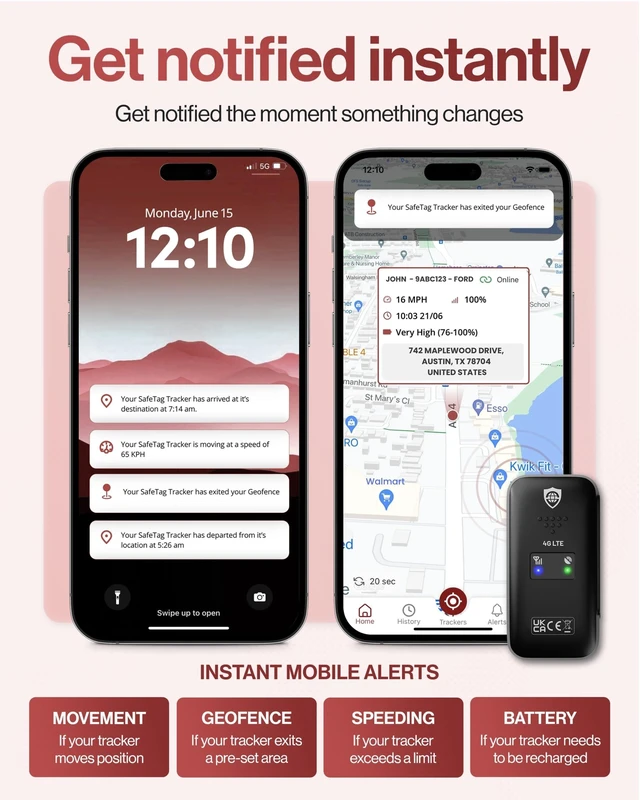 Alt view image 3 of 6 - Mini 4G Rechargeable Mini GPS Tracker for Cars, Trucks & More Real Time Tracking Instant Alerts Rechargeable Battery 27 Days Geofences & Route History SIM & Data Included