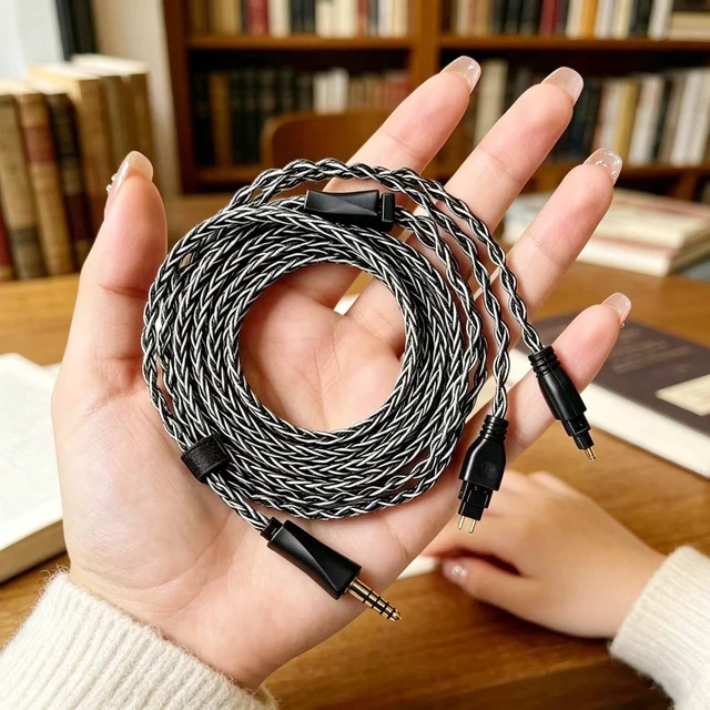 Alt view image 2 of 7 - Monitor Headphone Cable,8N Monocrystalline Copper Silver Plated Over-Ear AUX Cord Compatible with Sennheiser HD650 HD600 HD580 HD660S HD6XX Headset for Musicians Audiophiles 4.4mm