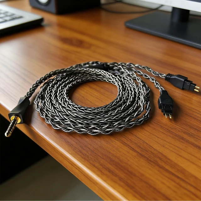 Alt view image 3 of 7 - Monitor Headphone Cable,8N Monocrystalline Copper Silver Plated Over-Ear AUX Cord Compatible with Sennheiser HD650 HD600 HD580 HD660S HD6XX Headset for Musicians Audiophiles 4.4mm