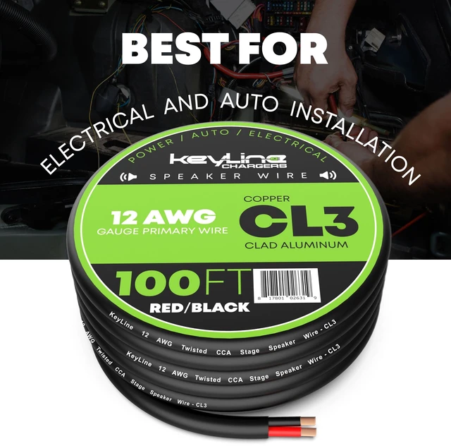 Alt view image 2 of 7 - 12 Gauge Speaker Wire - 100 Feet Black 12-2 AWG Gauge - Rated for Marine & Outdoor in Ground Burial & in Wall CL3 CL2, 2 Conductors - CCA Copper Clad Aluminum, Black 100ft