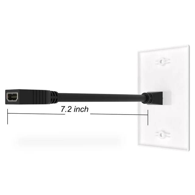 Alt view image 4 of 5 - 8K HDMI Wall Plate 1 Port 2 Pack, White HDMI Wall Plate with 8K HDMI Pigtail Cable to Support 8K 60Hz and 4K 120Hz Solution, Wall Plate Mount for Drywall