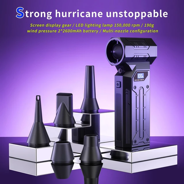 Alt view image 2 of 7 - Compressed Air Duster,4-Gear Adjustable 150000RPM Electric Air Duster,5200mAh Rechargeable Air Blower,Jet Dry Blower Replace Air Can,As Keyboard Cleaner,Car Blower (Black)