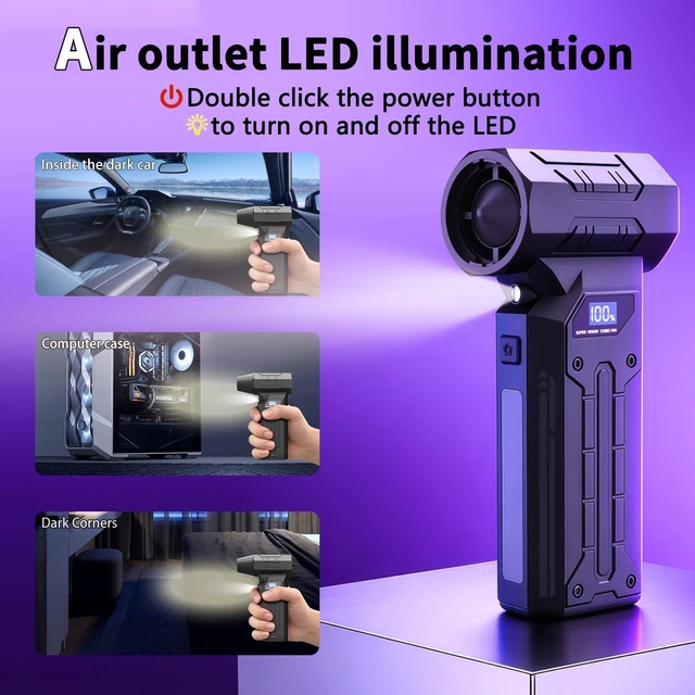 Alt view image 3 of 7 - Compressed Air Duster,4-Gear Adjustable 150000RPM Electric Air Duster,5200mAh Rechargeable Air Blower,Jet Dry Blower Replace Air Can,As Keyboard Cleaner,Car Blower (Black)
