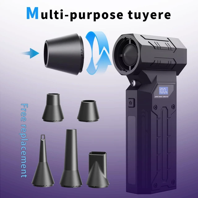 Alt view image 5 of 7 - Compressed Air Duster,4-Gear Adjustable 150000RPM Electric Air Duster,5200mAh Rechargeable Air Blower,Jet Dry Blower Replace Air Can,As Keyboard Cleaner,Car Blower (Black)