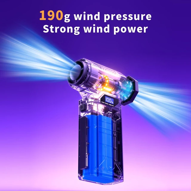 Alt view image 7 of 7 - Compressed Air Duster,4-Gear Adjustable 150000RPM Electric Air Duster,5200mAh Rechargeable Air Blower,Jet Dry Blower Replace Air Can,As Keyboard Cleaner,Car Blower (Black)