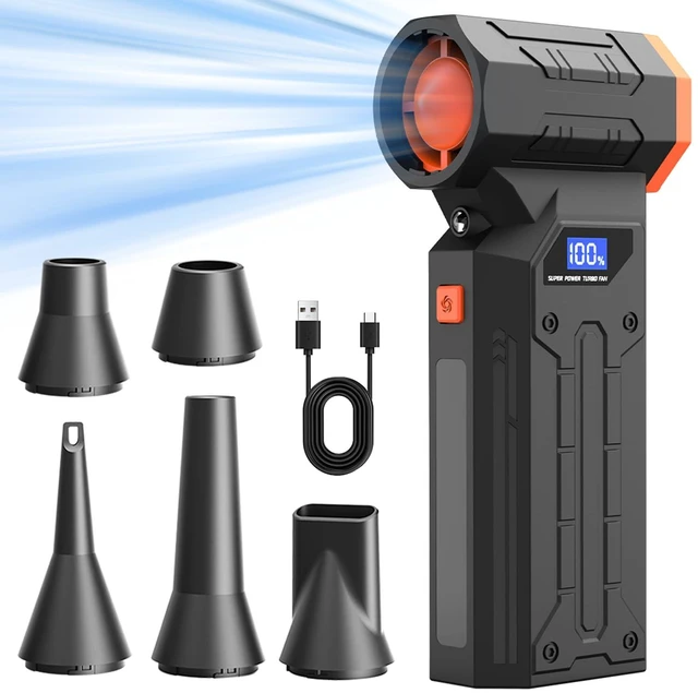 Main image of Compressed Air Duster,4-Gear Adjustable 150000RPM Electric Air Duster,5200mAh Rechargeable Air Blower,Jet Dry Blower Replace Air Can,As Keyboard Cleaner,Car Blower (Orange)