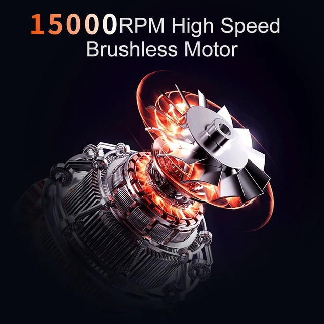 Alt view image 6 of 7 - Compressed Air Duster,4-Gear Adjustable 150000RPM Electric Air Duster,5200mAh Rechargeable Air Blower,Jet Dry Blower Replace Air Can,As Keyboard Cleaner,Car Blower (Black)