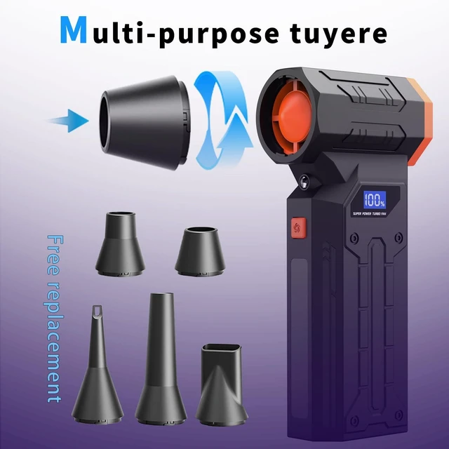 Alt view image 5 of 7 - Compressed Air Duster,4-Gear Adjustable 150000RPM Electric Air Duster,5200mAh Rechargeable Air Blower,Jet Dry Blower Replace Air Can,As Keyboard Cleaner,Car Blower (Orange)