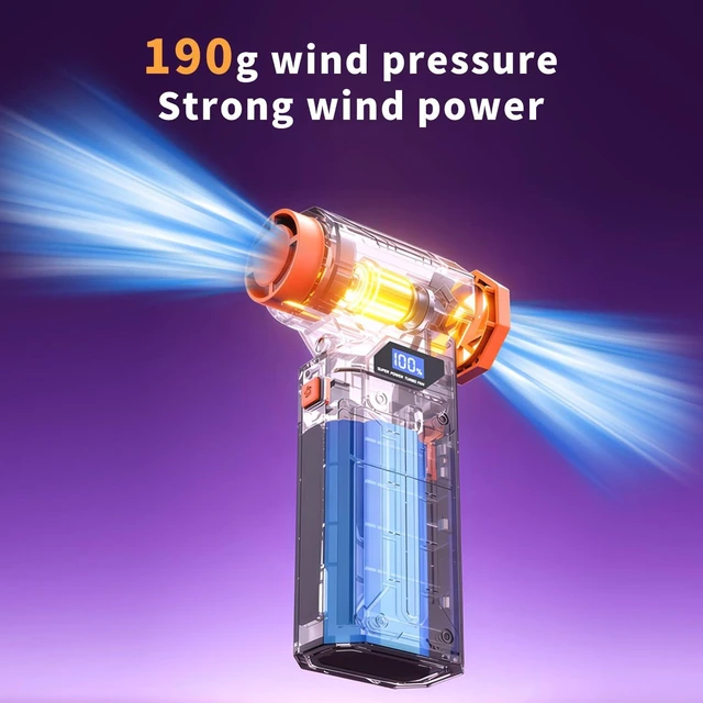 Alt view image 7 of 7 - Compressed Air Duster,4-Gear Adjustable 150000RPM Electric Air Duster,5200mAh Rechargeable Air Blower,Jet Dry Blower Replace Air Can,As Keyboard Cleaner,Car Blower (Orange)