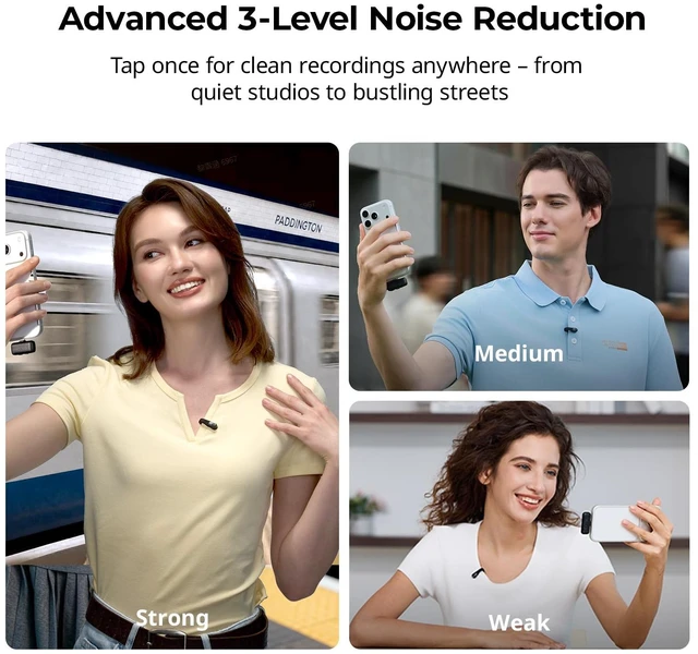 Alt view image 5 of 7 - Wireless Mic S70-C1 Cover Kit (1 TX + 1 RX + 9 Mic Covers) - Black with USB-C Receiver, Grammy-Tuned Audio, 9 EQ Presets, 20H Battery, Logo-Free Design, for Vlogging/ Mobile Content Creation