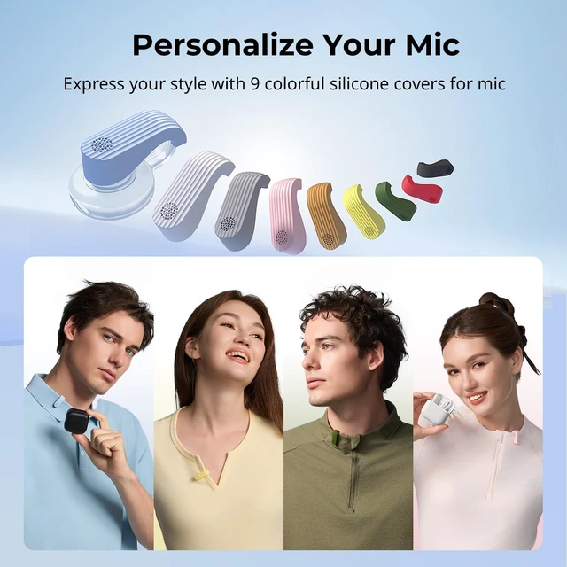Alt view image 4 of 7 - Wireless Mic S70-C1 Cover Kit (1 TX + 1 RX + 9 Mic Covers) - Black with USB-C Receiver, Grammy-Tuned Audio, 9 EQ Presets, 20H Battery, Logo-Free Design, for Vlogging/ Mobile Content Creation