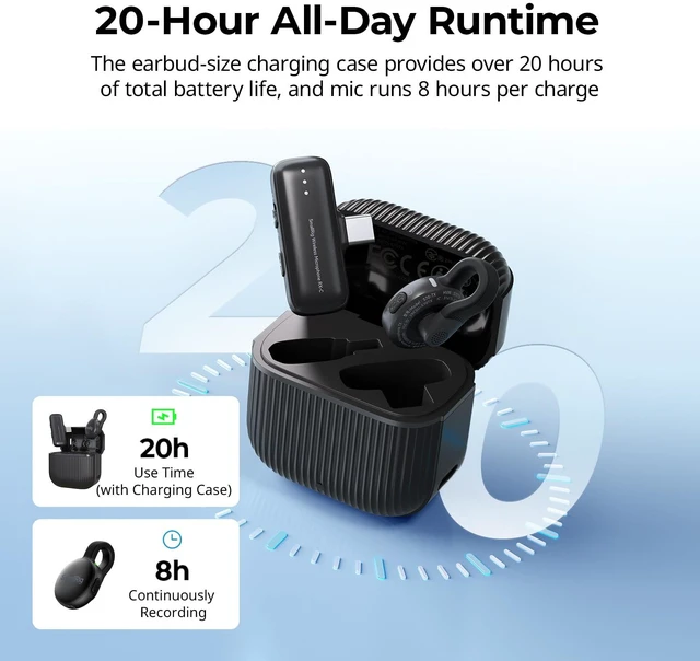 Alt view image 7 of 7 - Wireless Mic S70-C1 Cover Kit (1 TX + 1 RX + 9 Mic Covers) - Black with USB-C Receiver, Grammy-Tuned Audio, 9 EQ Presets, 20H Battery, Logo-Free Design, for Vlogging/ Mobile Content Creation