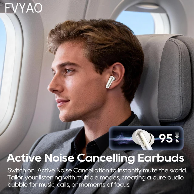 Alt view image 2 of 7 - Active Noise Cancelling Earbuds, Wireless Earbuds Earphones Wireless Bluetooth, Bluetooth Headphones 5.4, In Ear Headphones 40H Playtime, IPX5 Waterproof, Sports, Fast Charing