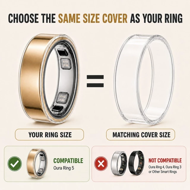 Alt view image 4 of 7 - 5 Pack Clear TPU Cover Compatible with Oura Ring 5, 0.5mm Ultra-Thin, Size6 Helps reduce minor daily scuffs while showing your ring's original finish. Inner sensors stay open; charge with the cover on