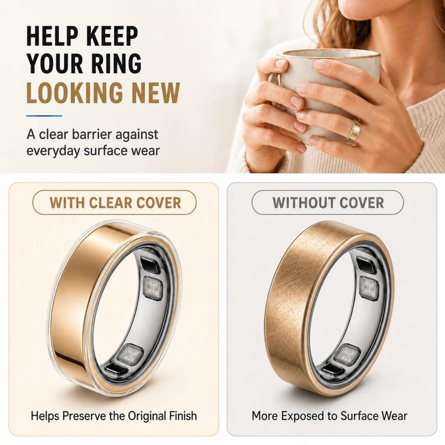 Alt view image 2 of 7 - 5 Pack Clear TPU Cover Compatible with Oura Ring 5, 0.5mm Ultra-Thin, Size6 Helps reduce minor daily scuffs while showing your ring's original finish. Inner sensors stay open; charge with the cover on