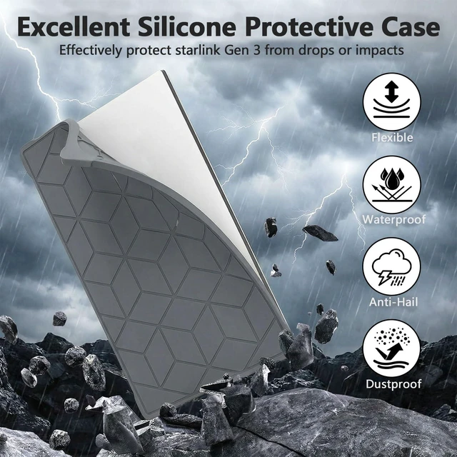 Alt view image 6 of 7 - Gen 3 Starlink Protective Cover Case, Compatible with Starlink Standard Gen 3 Dish, Outdoor Protection Cover for RV, Camping, Home Roof and Travel Setup, Gray
