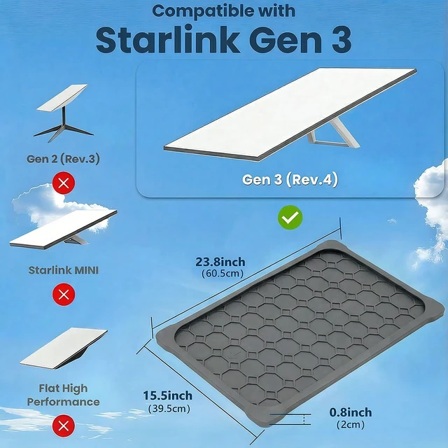 Alt view image 7 of 7 - Gen 3 Starlink Protective Cover Case, Compatible with Starlink Standard Gen 3 Dish, Outdoor Protection Cover for RV, Camping, Home Roof and Travel Setup, Gray