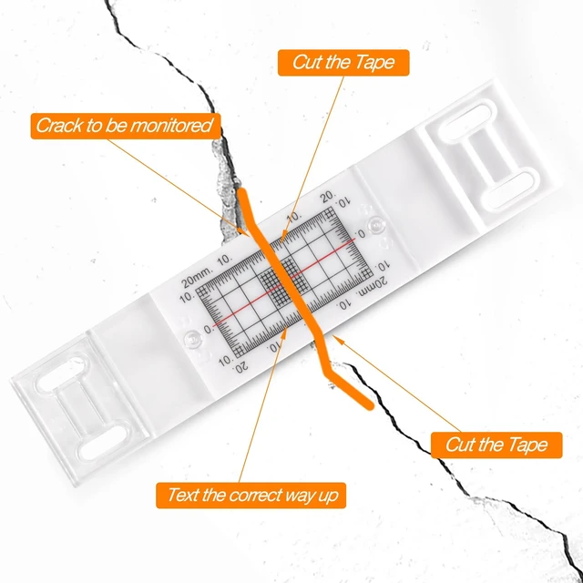 Alt view image 3 of 7 - Crack Gauge Monitor Crack Monitor with Updated Two Fixed adapter Crack Measure and Record Instrument for Monitoring Wall Deformation and Crack (Pack of 3)