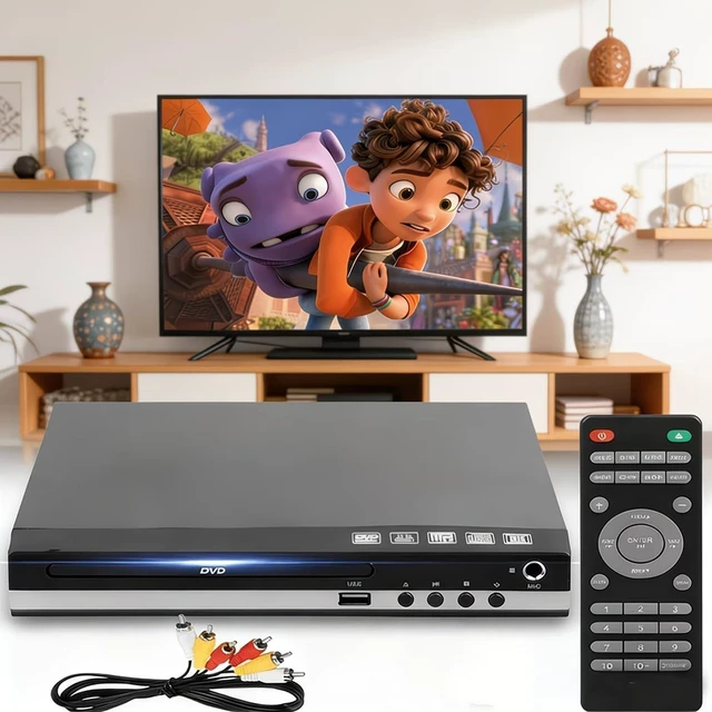 Alt view image 6 of 7 - Home DVD Player TV CD Player Compact DVD Player Supports NTSC/PAL System with RCA Stable Outputs/USB 128G Input, Contains Remote Control and RCA Cable(Without HDMI Cable)