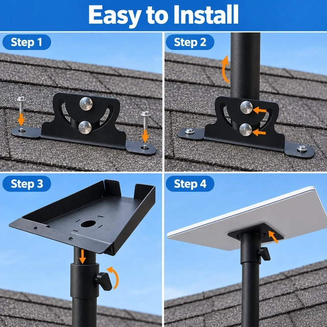 Alt view image 6 of 6 - Starlink Roof Mount Kit for Gen 3/4/4X Standard, 360 Degree Swivel Adjustable Base, Heavy Duty Starlink Pivot Mount, Aluminum Alloy Adapter, Starlink Mounting Kit